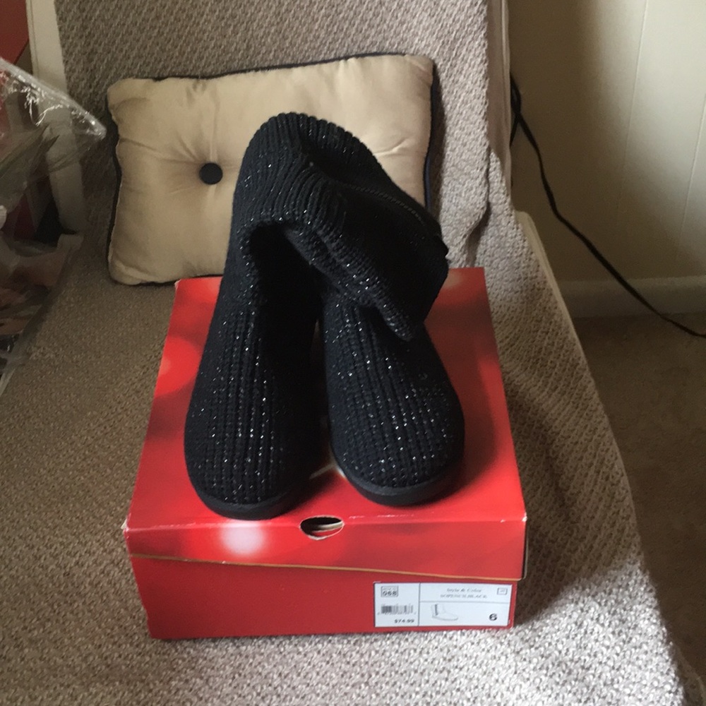 Brand new black sweater boots